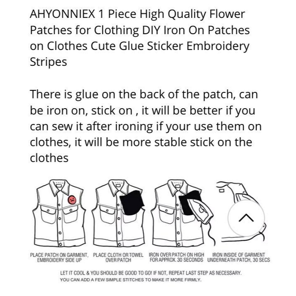 1PC Floral Patches Stickers Clothes Embroidered Sew On Applique Patchwork - Picture 6 of 6